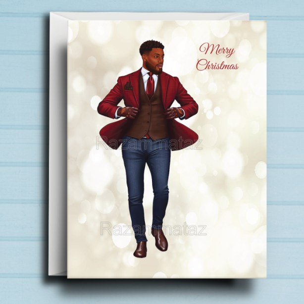 Black Man C Christmas Card